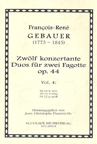 12 duos concertants op.44 Band 4 (Nr.10-12) für 2 Fagotte
