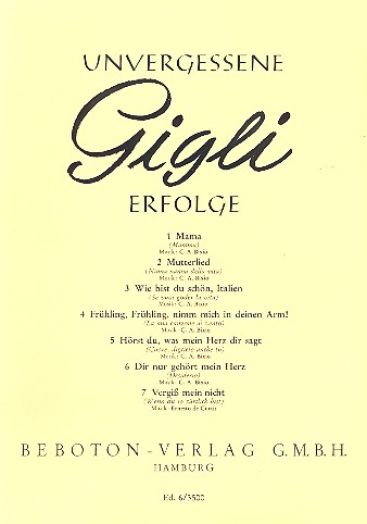 Unvergessene Gigli-Erfolge für Gesang und Klavier