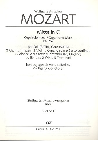 Missa C-Dur KV259 für Soli, gem Chor und Orchester