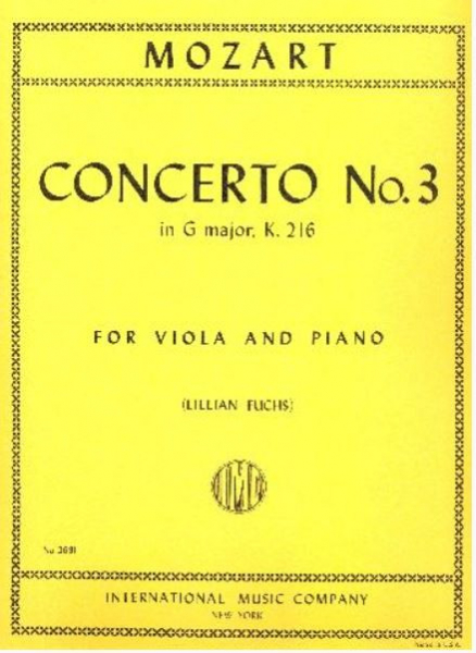 Concerto g major KV216 no.3 for viola and piano