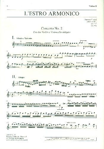 Konzert g-Moll op.3,2 RV578 für 2 Violinen, Violoncello, Streicher und Bc