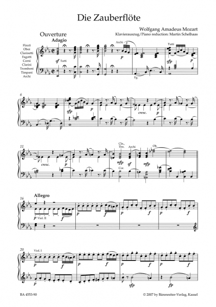 Klavierauszug Die Zauberflöte KV 620