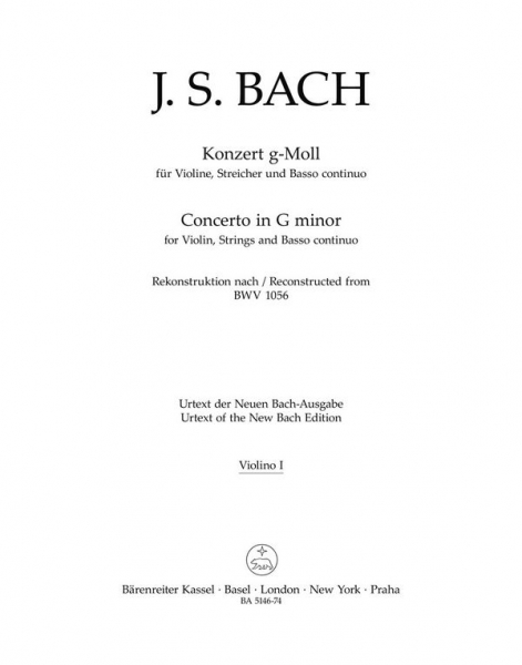 Concerto in g minor reconstructed from BWV1056 for violin, strings and basso continuo