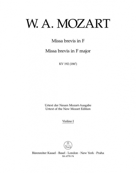 MISSA BREVIS F-DUR KV192 FUER SOLI, CHOR UND