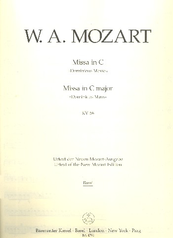 Messe C-Dur KV66 für Soli, gem Chor und Orchester