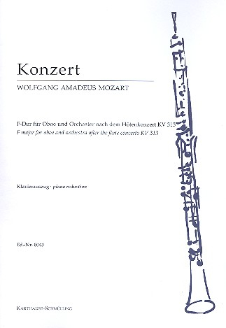 Konzert F-Dur KV313 für Oboe und Orchester für Oboe und Klavier