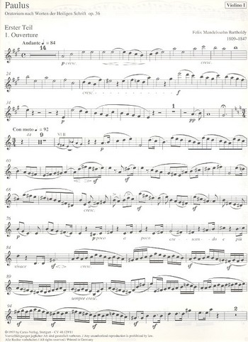 Paulus op.36 für Soli, Chor und Orchester