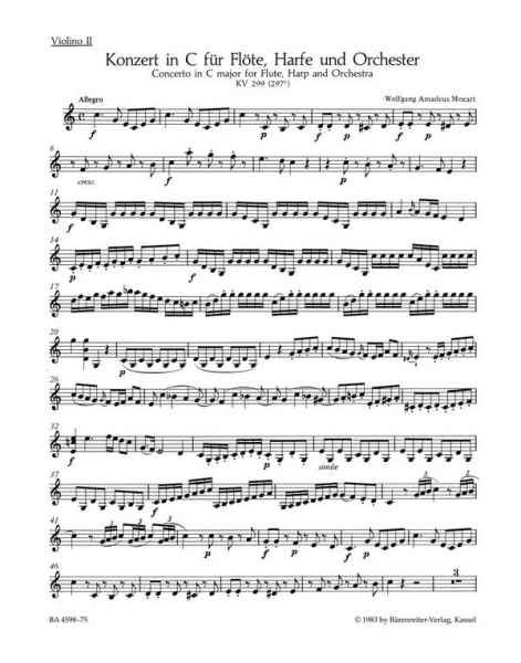 Konzert C-Dur KV299 für Flöte, Harfe und Orchester