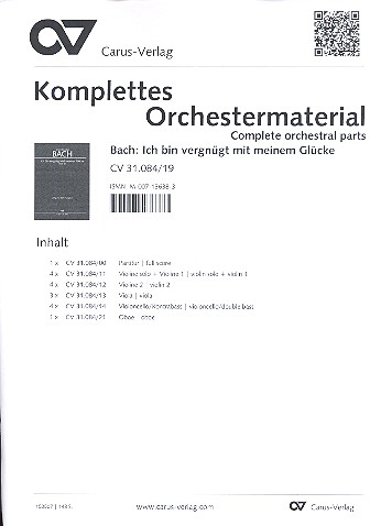 Ich bin vergnügt mit meinem Glücke Kantate Nr.84 BWV84