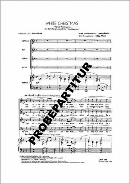 White Christmas für gem Chor und Klavier