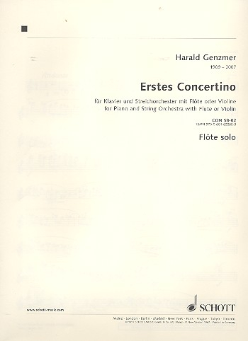 Erstes Concertino GeWV 158 für Klavier und Streichorchester mit Flöte oder Violine