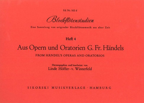 Blockflötenstudien Band 4 Aus Opern und Oratorien Händels