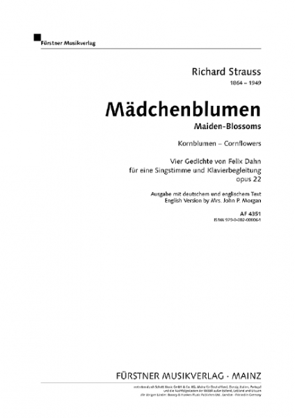 Kornblumen op. 22,1 für hohe Singstimme und Klavier (dt/en)