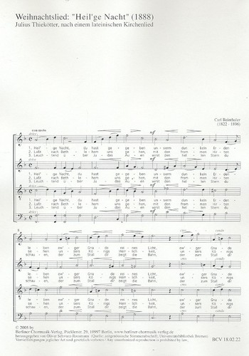 Heil&#039;ge Nacht für gem Chor a cappella