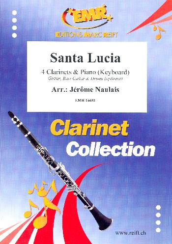 Santa Lucia for 4 clarinets and piano (keyboard) (rhythm group ad lib)