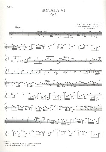 Sinfonia a cinque g-Moll op.2,11 (Sonate Nr.6) für Streichorchester