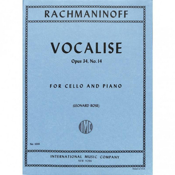 Vocalise op.34,14 for cello and piano
