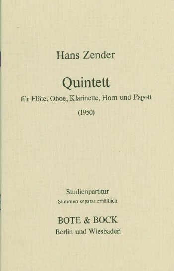 Quintett op.3 (1950) für Flöte, Oboe, Klarinette, Horn und Fagott