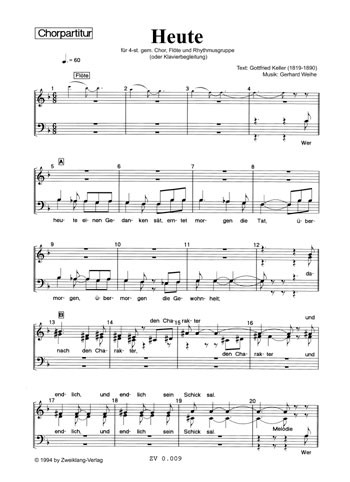 Heute für gem Chor, Flöte und Rhythmusgruppe