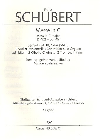 Messe C-Dur op.48 D452 für Soli, Chor, Orchester und Orgel