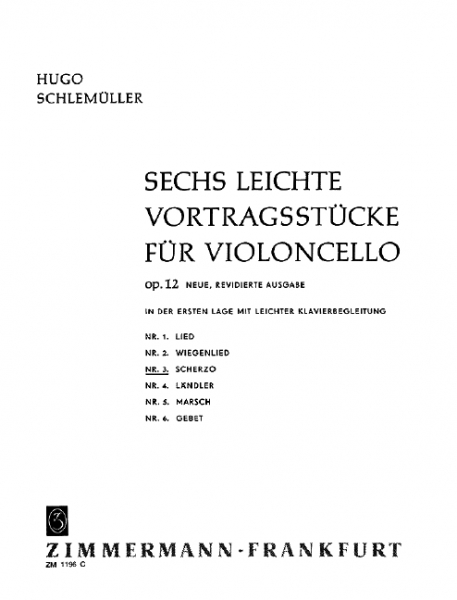 6 leichte Vortragsstücke op.12,3 - Scherzo für Violoncello und Klavier