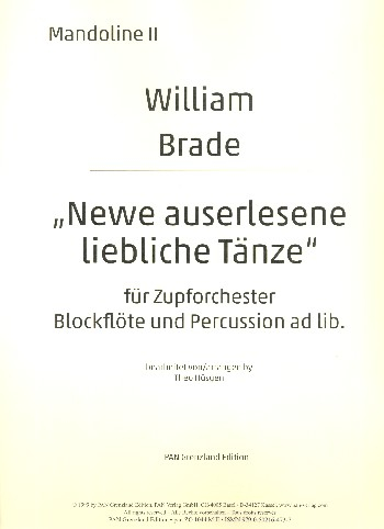 Newe auserlesene liebliche Tänze für Zupforchester (Blockflöte und Percussion ad lib)