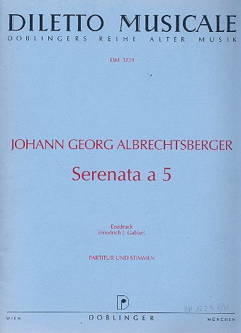 Serenata a 5 für 2 Oboen (Ob/Fl), Klarinett in B, Horn in Es und Fagott