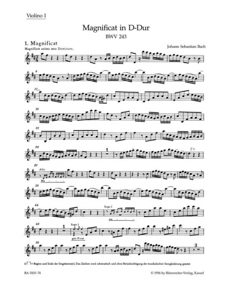 Magnificat D-Dur BWV243 für Soli (SSATB), Chor (SSATB) und Orchester