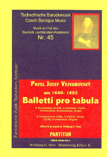 Balletti pro tabula für 2 Trompeten (B/C), Streicher und Orgel