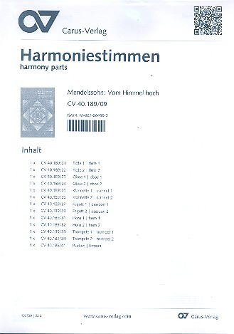Vom Himmel hoch für Soli (S Bar), gem Chor (SSATB) und Orchester