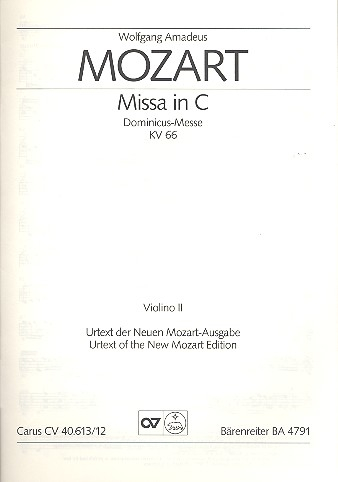 Missa C-Dur KV66 für Soli, gem Chor und Orchester