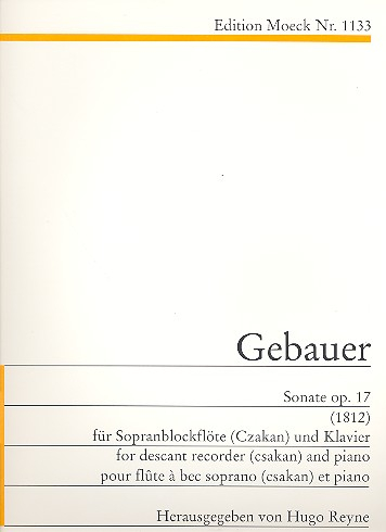Sonate op.17 für Sopranblockflöte (Czakan) und Klavier