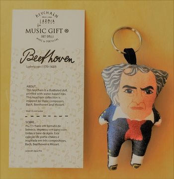 Schlüsselring mit Stofffigur Beethoven 9 x 5 x 2 cm
