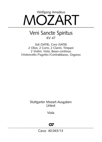 Veni sancte spiritus KV47 für Soli, gem Chor und Orchester