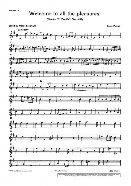 Ode zum St. Cecilia&#039;s Day 1683 für Soli, gem Chor, Streicher und Bc