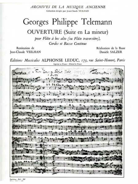 Suite (Ouverture) en la mineur pour flute a bec alto et orchestre a cordes