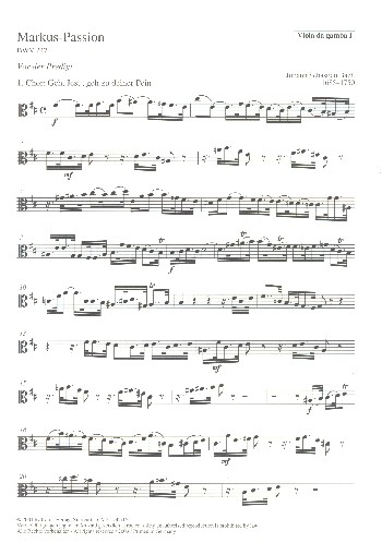Markuspassion BWV247 für Soli, gem Chor und orchester