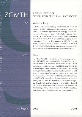 Zeitschrift der Gesellschaft für Musiktheorie 6. Jahrgang 2009