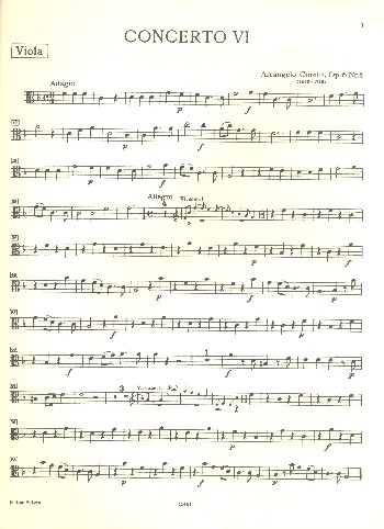 Concerto grosso F-Dur op.6,6 für 2 Violinen, Violoncello und Streicher