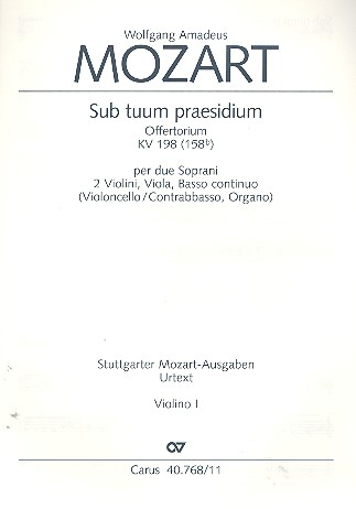 Sub tuum praesidium KV198 Offertorium für 2 Soprane, 2 Violinen,