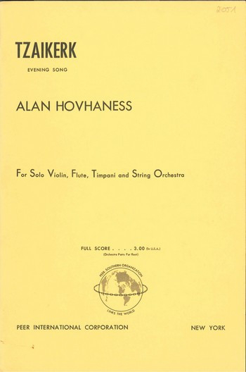 Tzaikerk for violin solo, 1-2 flutes, timpani and strings
