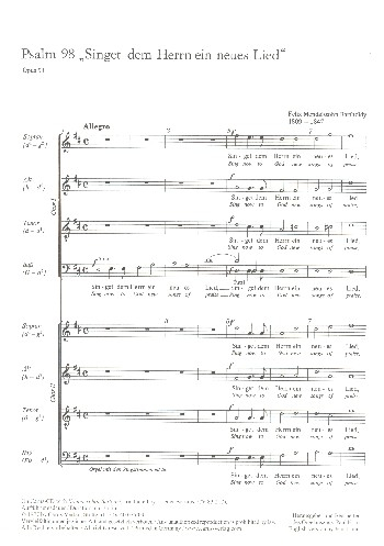 Der 98. Psalm op.91 für Soli, Doppelchor und Orchester