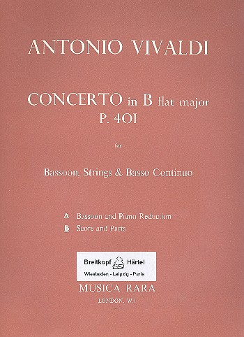 Concerto in B flat Major P401 for bassoon, strings and bc