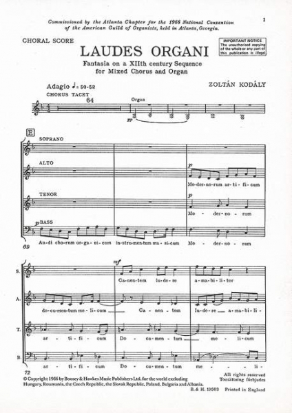 Laudes organi Fantasia for mixed chorus and organ