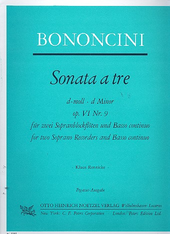 Sonata à tre op.6,9 für 2 Sopranblockflöten und Bc