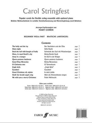 Carol Stringfest for flexible string ensemble with optional piano