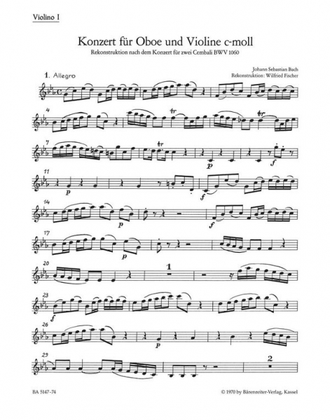 Konzert c-Moll BWV1060 für Oboe, Violine und Streicher