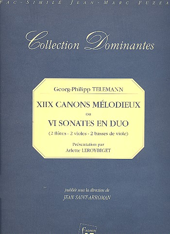 18 canons melodieux ou 6 sonates en duo pour 2 flutes (violes/basses de viole)