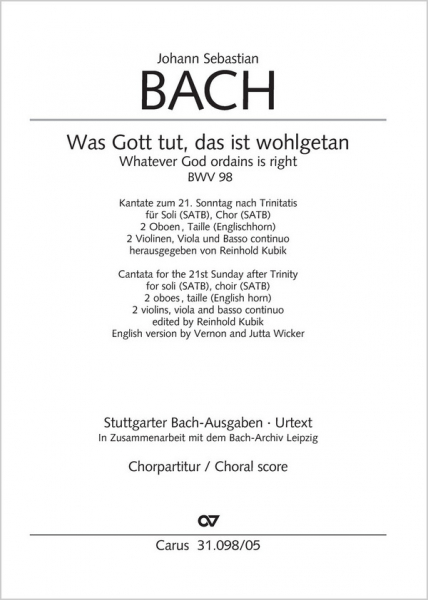 WAS GOTT TUT DAS IST WOHLGETAN KANTATE NR.98 BWV98