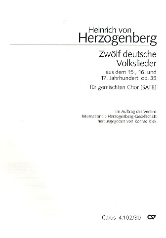 12 deutsche Volkslieder op.35 für gem Chor a cappella